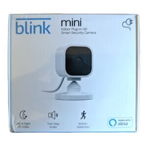 NWT Blink Mini Compact Indoor Plug-in HD Smart Security Camera Alexa Compatible